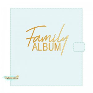 Надпись из термотрансфера "Family album", цвет белый флок, ширина 128 мм